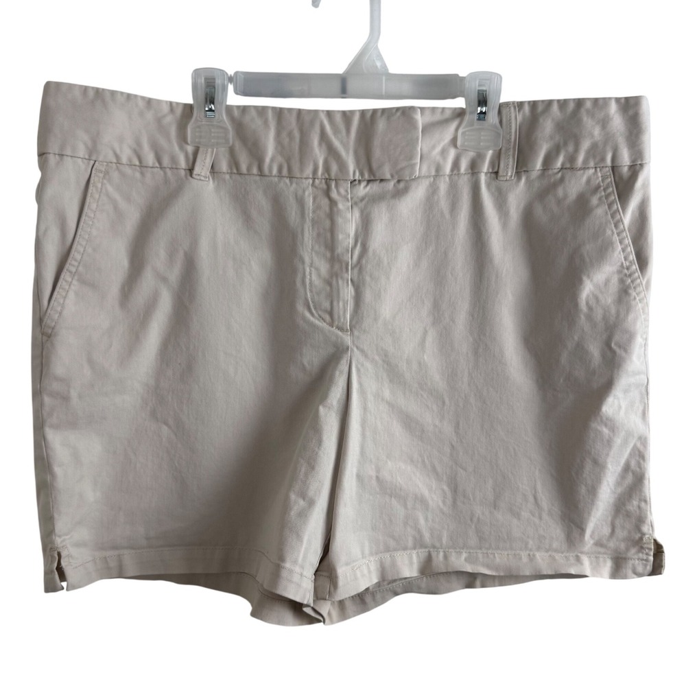 Ann Taylor Loft Chino Shorts 14 Beige Khaki Minimalist Preppy Summer‎ Twill